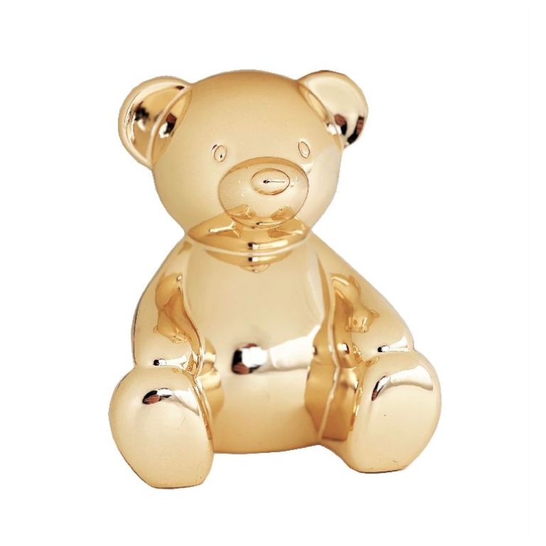 Teddy Bear Money Box - Gold Finish